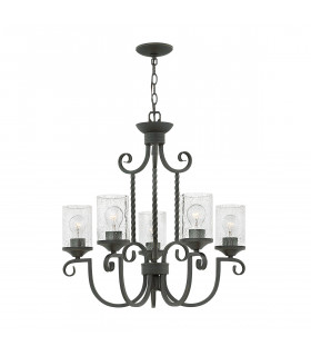 Casa lámpara colgante Metal, cristal transparente sembrado Negro envejecido 5 bombillas 64,8cm