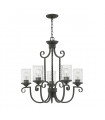 Casa pendant lamp Metal, clear seeded glass Aged black 5 bulbs 64.8cm