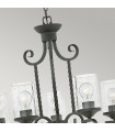Casa pendant lamp Metal, clear seeded glass Aged black 5 bulbs 64.8cm