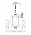 Casa pendant lamp Metal, clear seeded glass Aged black 5 bulbs 64.8cm