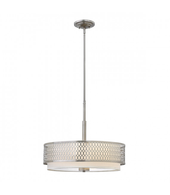 Jules pendant light steel, white linen Brushed nickel 3 bulbs 47.1cm
