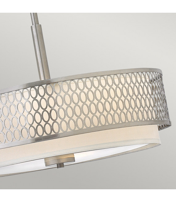 Lampada a sospensione Jules acciaio, lino bianco Nichel spazzolato 3 lampadine 47,1 cm