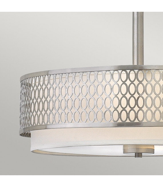 Lampada a sospensione Jules acciaio, lino bianco Nichel spazzolato 3 lampadine 47,1 cm