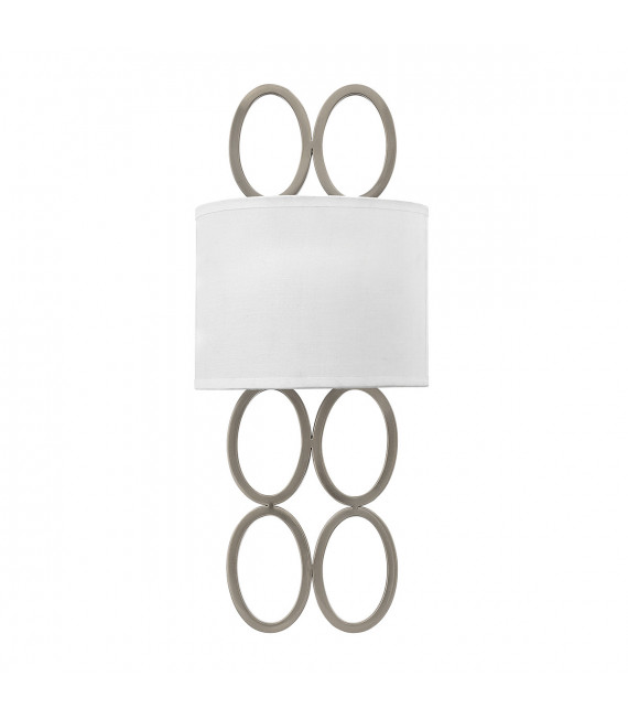 Lamp with lampshade Jules Lin white, brushed nickel steel 2 bulbs 51.5cm