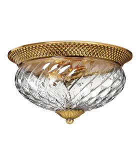 Ceiling light Plantation Solid brass, Clear Burnt brass 3 bulbs 22.3cm