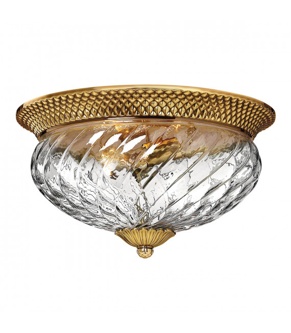 Plafonnier Plantation Laiton massif,Transparent Laiton brûlé 3 ampoules 22,3cm