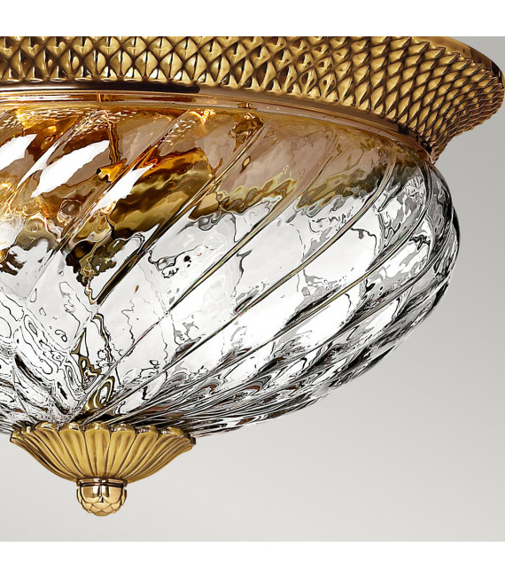 Ceiling light Plantation Solid brass, Clear Burnt brass 3 bulbs 22.3cm