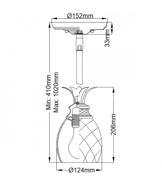 Suspension Plantation Laiton massif,Transparent Laiton brûlé 1 ampoule 20,6cm