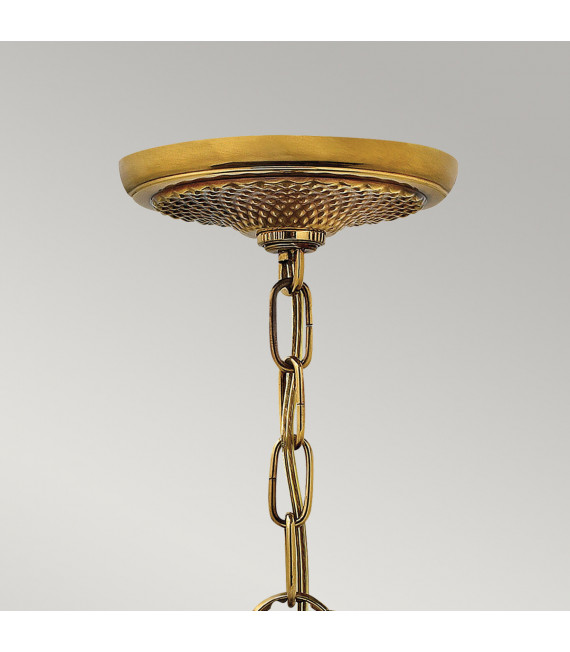 Suspension Plantation Laiton massif,Transparent Laiton brûlé 5 ampoules 62,2cm