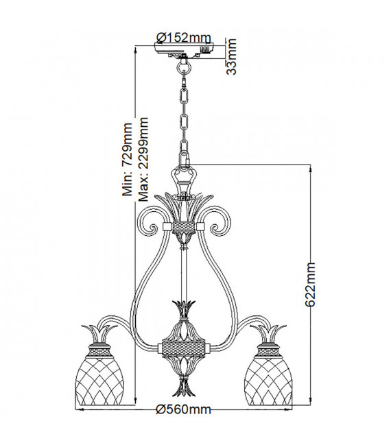 Lampada a sospensione Plantation Ottone massiccio, Trasparente Ottone bruciato 5 lampadine 62,2 cm