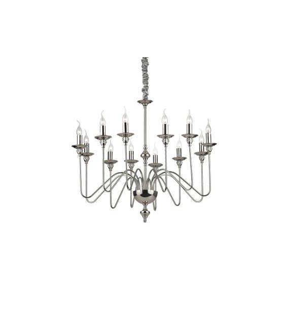 Araña sin pantallas Artu Cristal, metal cromado 12 bombillas 98cm