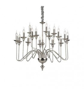 Chandelier sans abats jours Artu Cristal,métal Chrome 16 ampoules 98cm