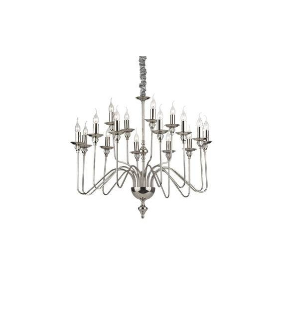 Chandelier sans abats jours Artu Cristal,métal Chrome 16 ampoules 98cm
