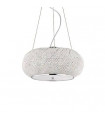 Integrated LED suspension Pasha Glass, crystal, chrome metal 6 bulbs 28cm