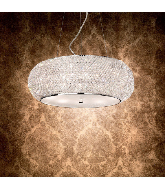 Integrierte LED-Aufhängung Pasha Glas, Kristall, verchromtes Metall 6 Glühbirnen 28cm