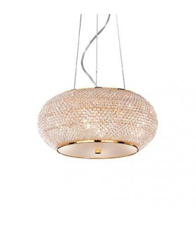 Suspension LED intégré Pasha Verre,cristal,métal Or 6 ampoules 28cm
