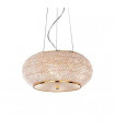 Suspension LED intégré Pasha Verre,cristal,métal Or 6 ampoules 28cm