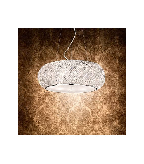 Sospensione LED integrata Pasha Vetro, cristallo, metallo cromato 10 lampadine 28cm