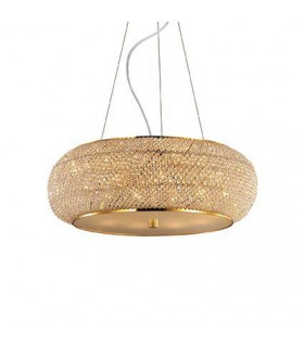 Integrated LED suspension Pasha Glass, crystal, gold metal 10 bulbs 28cm