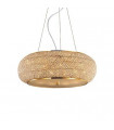 Integrated LED suspension Pasha Glass, crystal, gold metal 10 bulbs 28cm