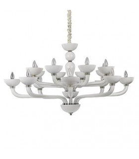 Chandelier sans abats jours Casanova Verre blanc 16 ampoules 65cm