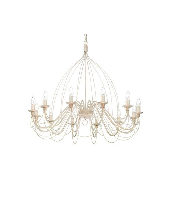 Lampadario senza paralumi Corte Metallo marrone ruggine 12 lampadine 110cm
