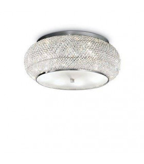 Design ceiling lamp Pasha Glass, crystal, chrome metal 10 bulbs 21cm