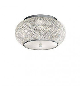 Design ceiling lamp Pasha Glass, crystal, chrome metal 6 bulbs 22cm