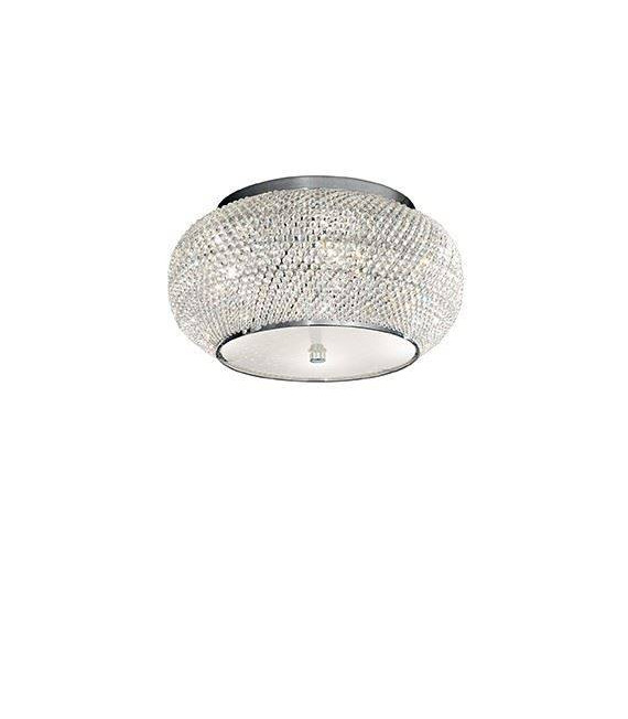 Plafón de diseño Pasha Glass, cristal, metal cromado 6 bombillas 22cm