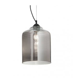 Bistro pendant Glass, black metal, smoked gray 1 bulb 45cm