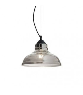 Bistro pendant Glass, black metal, smoked gray 1 bulb 30cm