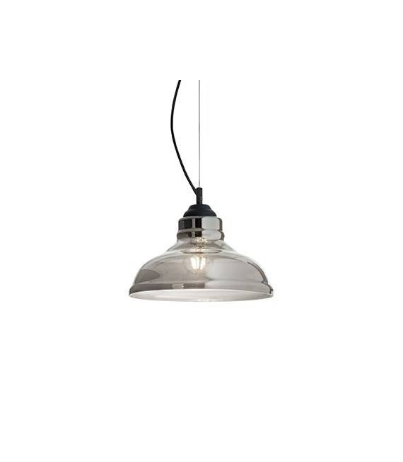 Bistro pendant Glass, black metal, smoked gray 1 bulb 30cm
