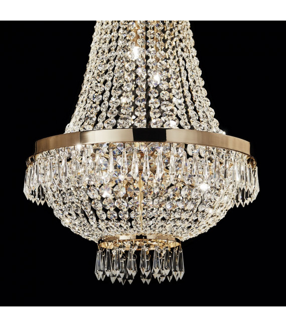Large Gold Metal Caesar Chandelier 12 bulbs 110cm