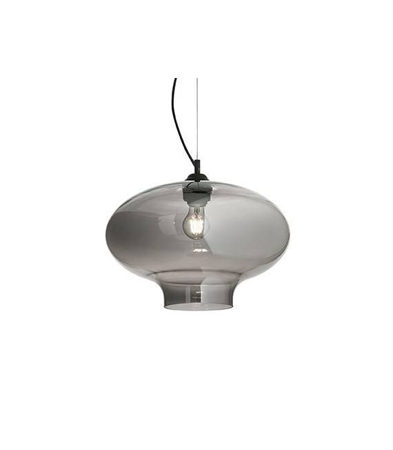 Bistro colgante Vidrio, metal negro, gris ahumado 1 bombilla 70cm