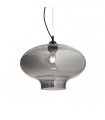 Bistro pendant Glass, black metal, smoked gray 1 bulb 70cm