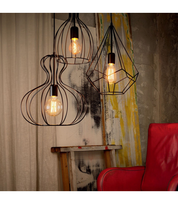 Ampolla Black Metal Pendant 1 bulb 45cm