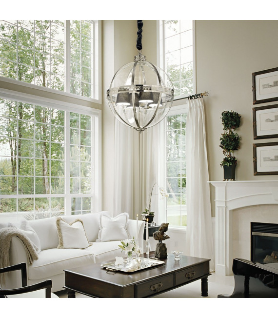 World Metal Chrome pendant lamp 4 bulbs 110cm