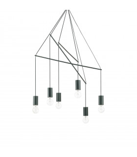 Lámpara colgante Pop Metal Negro 6 bombillas 100cm