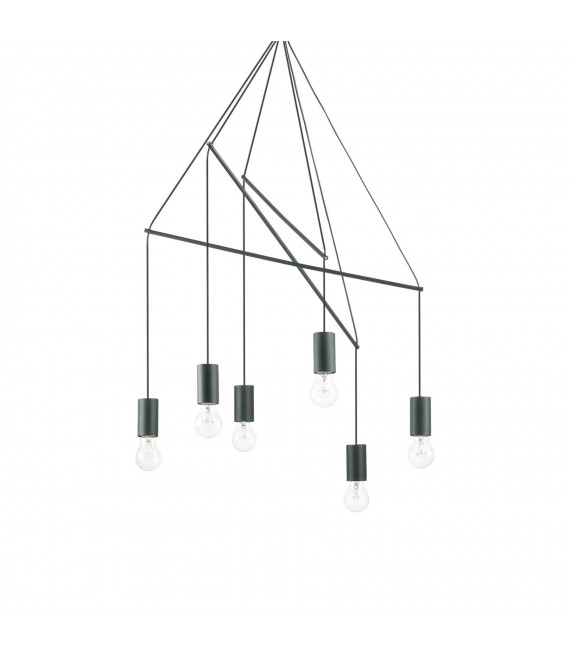 Lampada a sospensione Pop Metal Black 6 lampadine 100cm