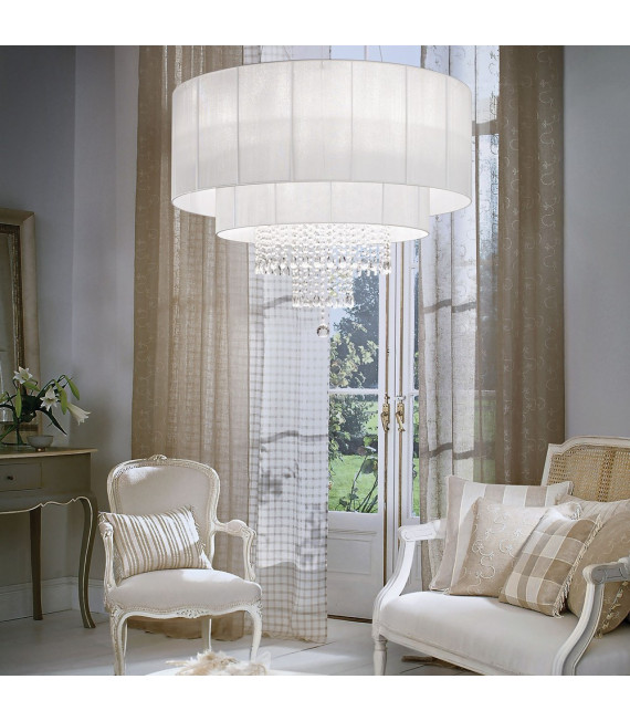 Lampada a sospensione Opera Vetro bianco 10 lampadine min 48 / max 130cm