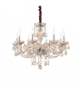 Lampadario senza paralumi Vetro rosa ambrato 8 lampadine 71cm
