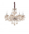 Chandelier without shades Rose Amber glass 8 bulbs 71cm