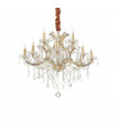 Chandelier sans abats jours Napoleon Verre Or 12 ampoules 98cm