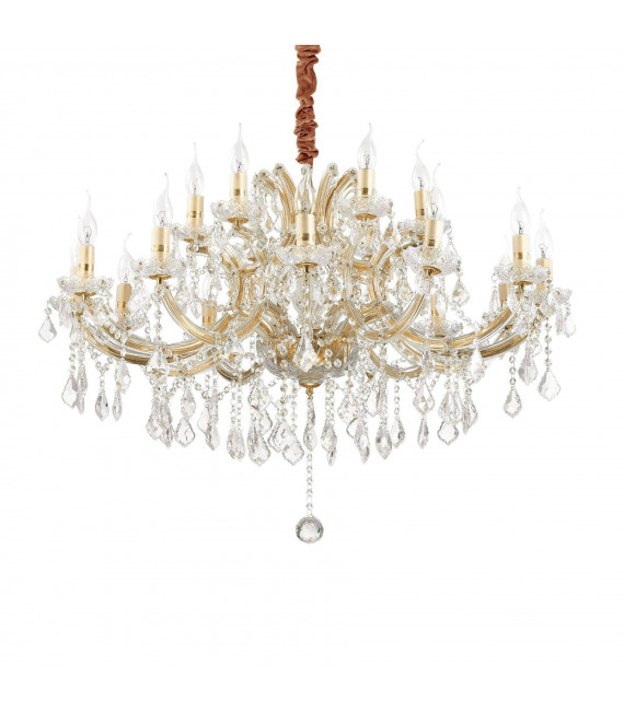 Chandelier sans abats jours Napoleon Verre Or 18 ampoules 90cm