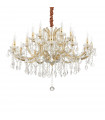 Chandelier sans abats jours Napoleon Verre Or 18 ampoules 90cm