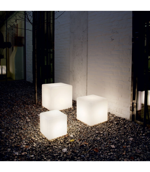 Lampada da giardino portatile Luna in plastica bianca 1 lampadina 30cm