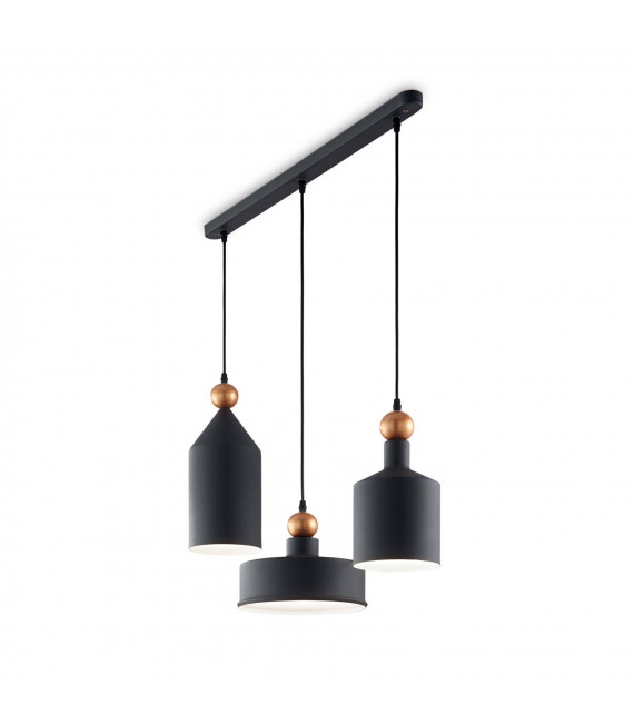Suspension Triade Métal Noir 3 ampoules 52cm