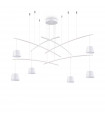 Fish pendant lamp White metal 6 bulbs 58cm