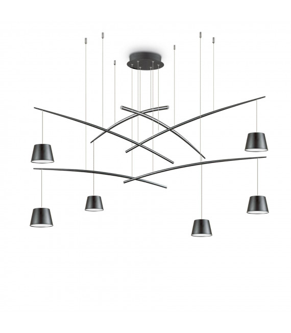 Fish Black Metal Pendant 6 bulbs 58cm