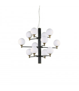 Copernico Pendelleuchte aus schwarzem Metall 12 Glühbirnen 74cm